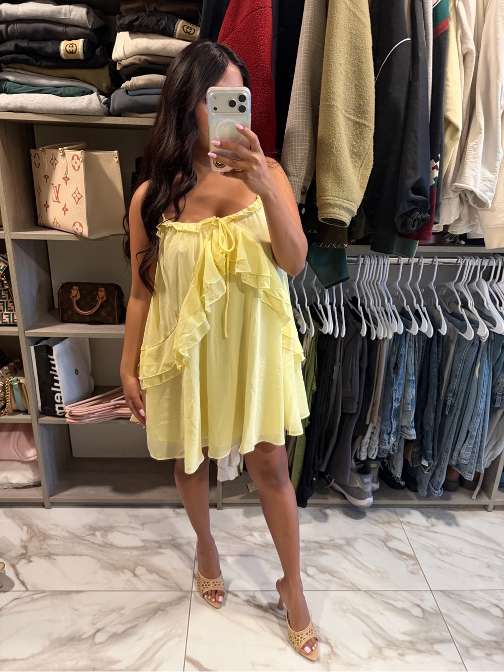 Yellow Ruffle Mini Dress - Women's Summer Dress